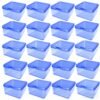 LJY 20-Pack Blue Plastic Storage Boxes, 2.6x2.6x1.4in Small Square Organizer Containers with Lids, Stackable Transparent PP Box for Jewelry, Beads, Crafts, Office Supplies Home Organization