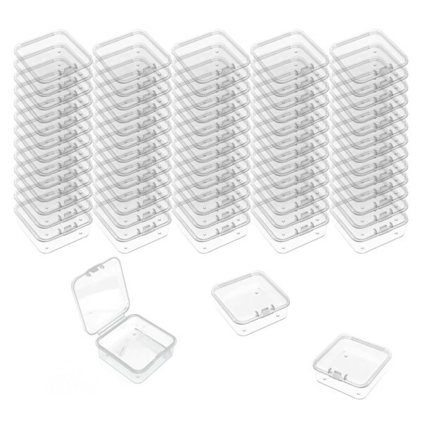 LJY 68-Pack Small Parts Organizer Box,1.77 x 1.77 x 0.79 in Plastic Storage Containers with Secure Latch,Nestable Grid Boxes for Jewelry,Beads,Crafts,Fishing Tackle,Hardware Accessories,Plastic Case