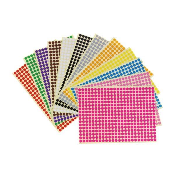 LJY 6mm Round Dot Stickers Color Coding Labels, 12 Different Assorted Colors, 36 Sheets, 14688 Dots in Total