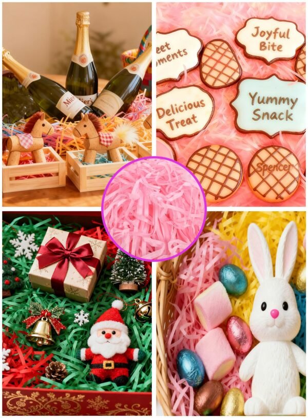 LJY 0.7LB Multicolored Raffia Paper Shreds & Strands Shredded Crinkle Confetti for DIY Gift Wrapping & Basket Filling