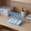 LJY 12 Pieces Rectangular Empty Mini Clear Plastic Organizer Storage Box Containers with Hinged Lids (5.3 x 3.1 x 1.2 inch, Blue)