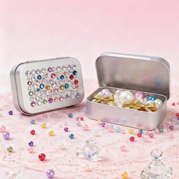 LJY Rectangular Metal Tin Box Set with Hinged & Removable Lids, 9-Pack Silver Small Metal Storage Containers, 1 Large + 8 Small Boxes for DIY Organization, Crafts, Small Parts Storage