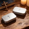 LJY Rectangular Metal Tin Box Set, 22 Pack Silver Small Hinged Lid Tins for DIY Craft Supplies, Small Parts and Item Organization, Compact Metal Storage Boxes 3.7" x 2.4" x 0.9"
