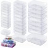 LJY 28-Piece Plastic Storage Containers with Lids (3 Assorted Sizes), Rectangular Organizer Box Set Frosted White Storage Boxes for Office Desk & Personal Items, Matte Privacy Finish, White