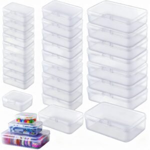 LJY 28-Piece Plastic Storage Containers with Lids (3 Assorted Sizes), Rectangular Organizer Box Set Frosted White Storage Boxes for Office Desk & Personal Items, Matte Privacy Finish, White