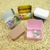 LJY 6 Pack Rectangular Metal Hinged Tin Boxes, 3.7 x 2.4 x 0.9 in Colorful,Small Metal Storage Containers in Mixed Colors for DIY Organization and Small Parts Storage