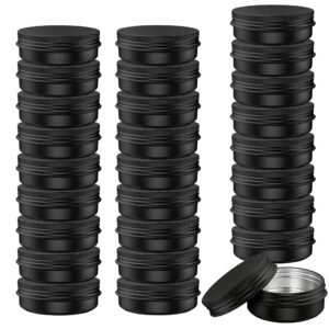 LJY Black Aluminum Tins with Screw Lids, 1 oz Small Metal Containers, 28 Pack Refillable Tin for Cosmetics, Grooming Products, Organization, DIY Storage
