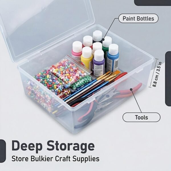 LJY 38-Piece Clear Plastic Storage Organizer Set - 2 Large Deep Bins & 36 Small Rectangular Boxes for Beads, Diamond Art Accessories, Hardware Screws & Jewelry Findings