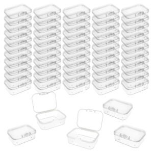 LJY 60-Pack Plastic Case Small Plastic Storage Containers, 2.1x1.6x0.8 inch Clear Organizer Boxes with Lids, Stackable Jewelry Bead Hardware Craft Office Supply Organizer