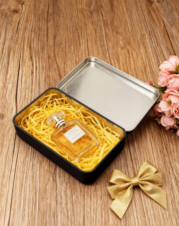 LJY Nail Tool Box Black Tin Box with Lid, 2 Pcs 5.9x3.5x1.2inch Metal Storage Container,Hinged Matte Finish Box for Jewelry,Crystal,art Craft,Office Supplies,Keepsake Organization and Gift Packaging