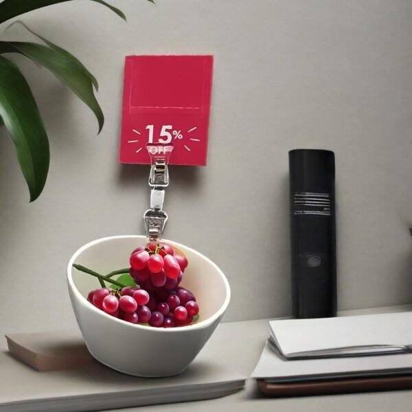 LJY 16 Pieces Clear Plastic Rotatable Merchandise Sign Display Mini Clip Tag Holders for Business Cards