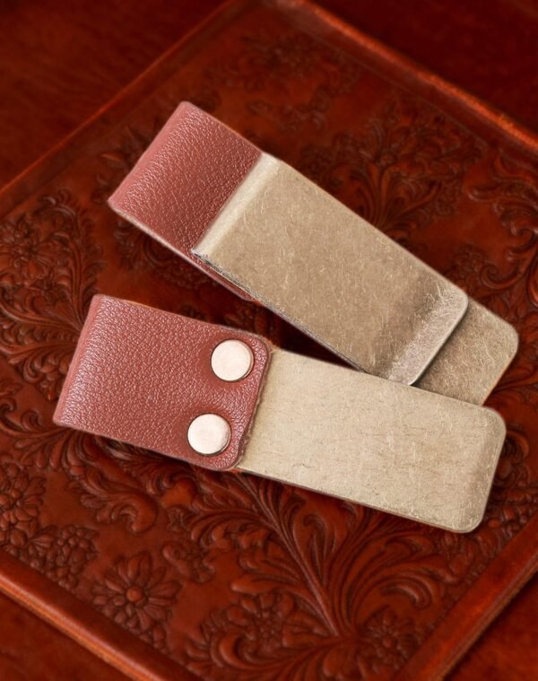 LJY 3-Pack Retro Style Traveler Notebook Leather Pen Holder Loop Stainless Steel Clip (Brown)