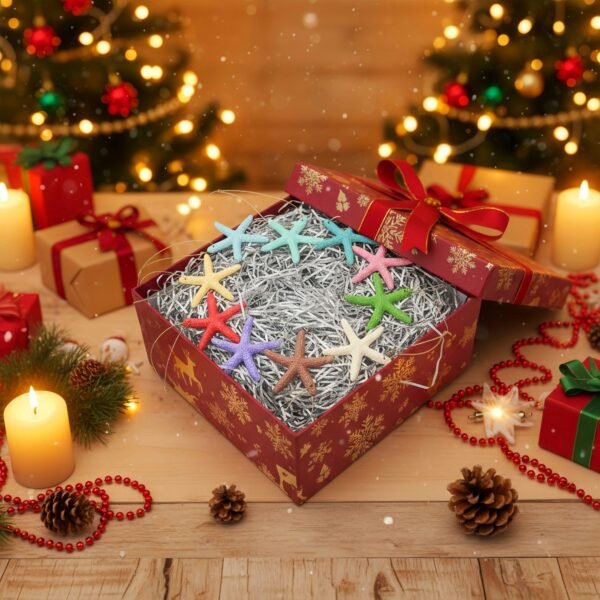 LJY 40 Pieces 2.3 Inches Resin Pencil Finger Starfish with Rope for Christmas Tree Hanging Ornaments Beach Theme Wedding Home Decor & DIY Craft Project, 10 Colors