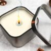 LJY Empty 8-Ounce Capacity Square Black Metal Tins with Clear Window for Candle Making,Gifts & Treasures (6 Pack) (Black, 2.95"x2.95"x1.89")