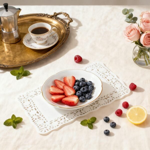 LJY 100 Pieces Off-White Lace Rectangle Paper Doilies Cake Packaging Pads Wedding Tableware Decoration (8" x 12")