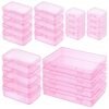 LJY 24-Piece Multi-Size Plastic Storage Containers with Lids, Small Craft Organizers for Beads, Diamond Art,Small Parts,Jewelry and Hardware, Stackable Hinged Box Set (Pink)