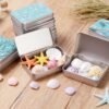 LJY 12 Pack Thank You Image Pattern Empty Rectangular Metal Storage Organizer Tins Gift Boxes with Hinged Lids, 4.5 x 3.3 x 0.9 inch