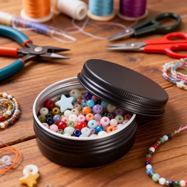 LJY Black Aluminum Tins with Screw Lids, 1 oz Small Metal Containers, 28 Pack Refillable Tin for Cosmetics, Grooming Products, Organization, DIY Storage