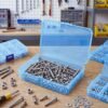 LJY 24-Piece Multi-Size Plastic Storage Containers with Lids, Small Craft Organizers for Beads, Diamond Art,Small Parts,Jewelry and Hardware, Stackable Hinged Box Set (Blue)