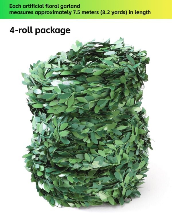 LJY 32.8 Yards Artificial Ivy Garland Foliage Green Leaves Fake Vine for Wedding Party Ceremony DIY Headbands