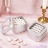 LJY Empty 4-Ounce Square Silver Metal Tins with Clear Window for Candle Making,Gifts & Treasures (9 Pack) (Silver, 2.56"x2.56"x1.5")