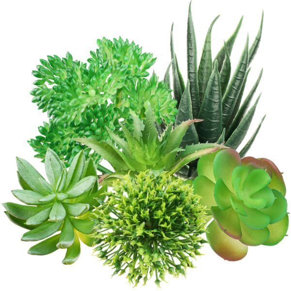 LJY 5-Pack Artificial Succulent Plants - Realistic Fake Greenery for Home Decor, Wedding Centerpieces & Terrarium Displays (Green, Mixed Sizes)