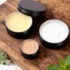 LJY Aluminum Tin Jar Refillable Containers Round Tin Container Bottle for DIY Projects,Gifts,Cosmetic,Cream,Diamond Balm Candle Salve Lip Balm Tins(Black, 48 Pcs 2oz/1oz/0.5oz)