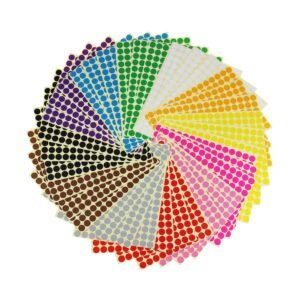 LJY 3/8" Round Dot Stickers Color Coding Labels, 12 Different Assorted Colors, 36 Sheets, 5940 Dots in Total