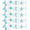 40 Pieces Ocean Themed Hanging Resin Seashells Ornaments for Summer Party Beach Wedding Christmas Tree Home Decor & DIY Craft Projects (White + Blue)