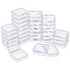 LJY 32 Pieces Square Mini Clear Plastic Storage Containers Box Case with Lids for Small Items and Other Craft Projects (2.5 x 2.5 x 0.8 inch, Transparent)