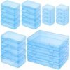LJY 24-Piece Multi-Size Plastic Storage Containers with Lids, Small Craft Organizers for Beads, Diamond Art,Small Parts,Jewelry and Hardware, Stackable Hinged Box Set (Blue)