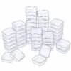 LJY 48 Pieces Square Mini Clear Plastic Storage Containers Box Case with Lids for Small Items and Other Craft Projects (2.1 x 2.1 x 0.8 inch, Transparent)