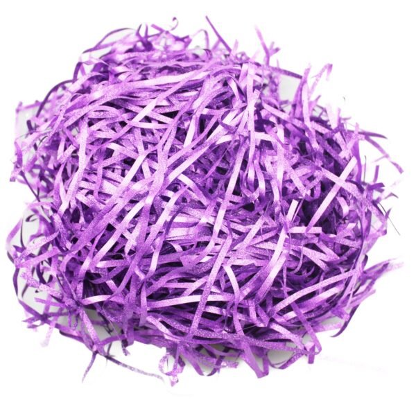 LJY Glitter Raffia Paper Shreds, 100g Crinkle Cut Filler for Gift Wrapping, Basket Filling, Wedding Decorations, Party Supplies, and DIY Crafts Shredded Confetti Strands (Glitter Purple)