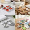 LJY Aluminum Tin Jar Refillable Containers Round Tin Container Bottle for DIY Projects,Gifts,Cosmetic,Cream,Diamond,Balms,Lip Balm (Silver Clear Lids, 48 Pcs 2oz/1oz/0.5oz)