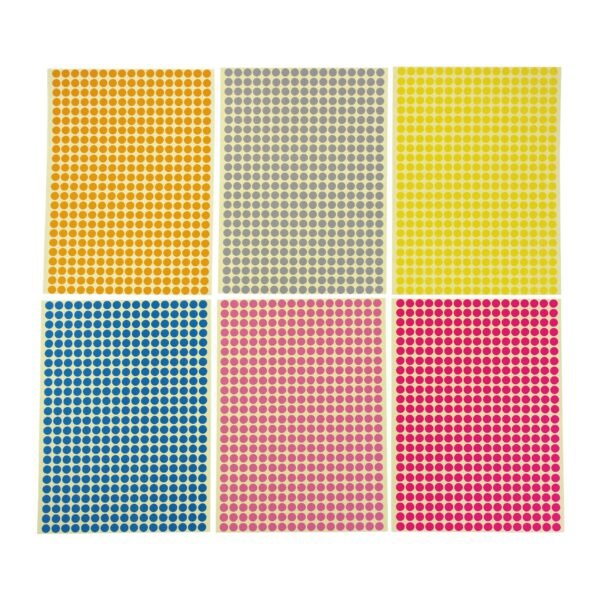 LJY 6mm Round Dot Stickers Color Coding Labels, 12 Different Assorted Colors, 36 Sheets, 14688 Dots in Total
