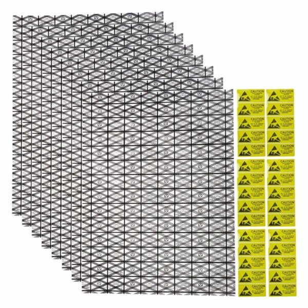 LJY 30 Pcs Black Mesh Anti Static Bags 15.8x11.8 Inch,with Antistatic Sticker,Open Top ESD Shielding Bags for Motherboards,PCB, Circuit Boards,Graphics Cards & Electronic Components
