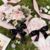 LJY Multicolour Ribbon 0.59 in x 24 Yards, Baby Blue Satin Fabric Silk Ribbon for Gift Wrapping,Floral Bouquets, Wreaths,DIY Handicrafts,Sewing Projects, Wedding Party (Black, 0.59"/24 Yards)