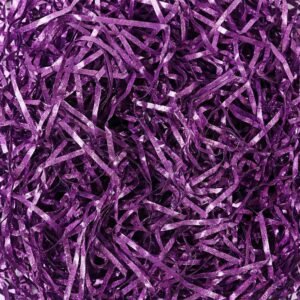 LJY Glitter Raffia Paper Shreds, 100g Crinkle Cut Filler for Gift Wrapping, Basket Filling, Wedding Decorations, Party Supplies, and DIY Crafts Shredded Confetti Strands (Glitter Purple)