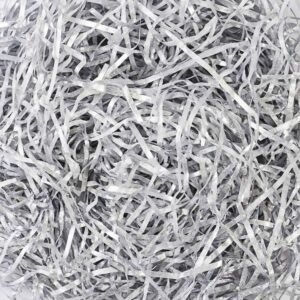 LJY Glitter Raffia Paper Shreds, 100g Crinkle Cut Filler for Gift Wrapping, Basket Filling, Wedding Decorations, Party Supplies, and DIY Crafts Shredded Confetti Strands (Glitter Silver)