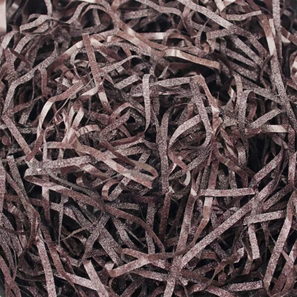 LJY Glitter Raffia Paper Shreds, 100g Crinkle Cut Filler for Gift Wrapping, Basket Filling, Wedding Decorations, Party Supplies, and DIY Crafts Shredded Confetti Strands (Glitter Coffee)