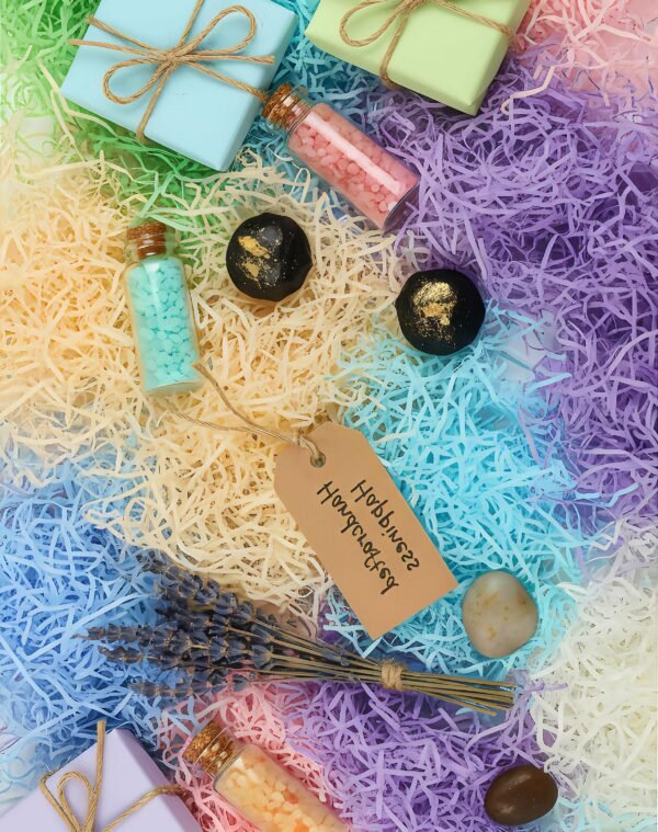 LJY 0.7LB Multicolored Raffia Paper Shreds & Strands Shredded Crinkle Confetti for DIY Gift Wrapping & Basket Filling